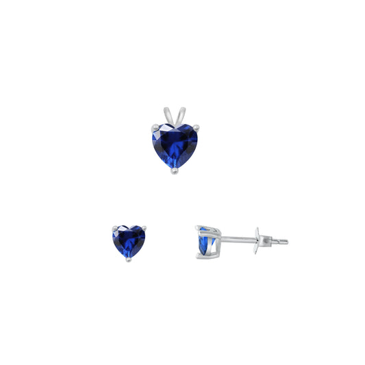 Silver Heart Stone Set - 6mm/4mm