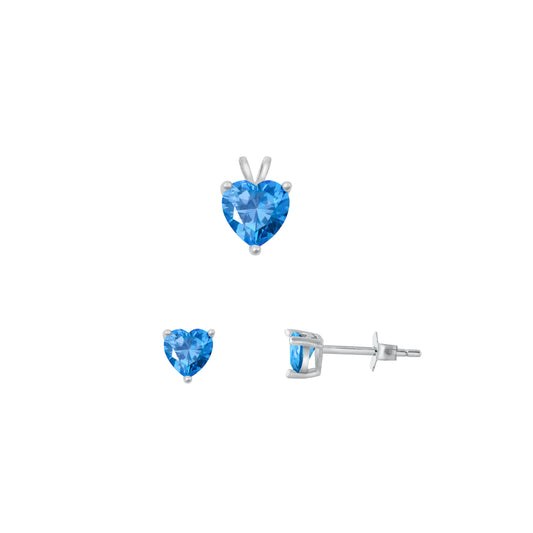 Silver Heart Stone Set - 6mm/4mm