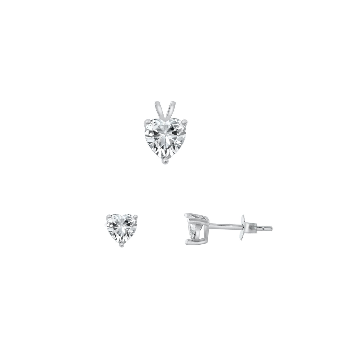 Silver Heart Stone Set - 6mm/4mm