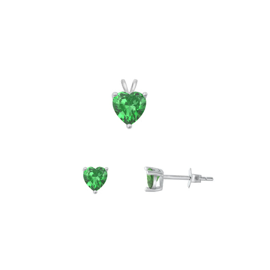 Silver Heart Stone Set - 6mm/4mm