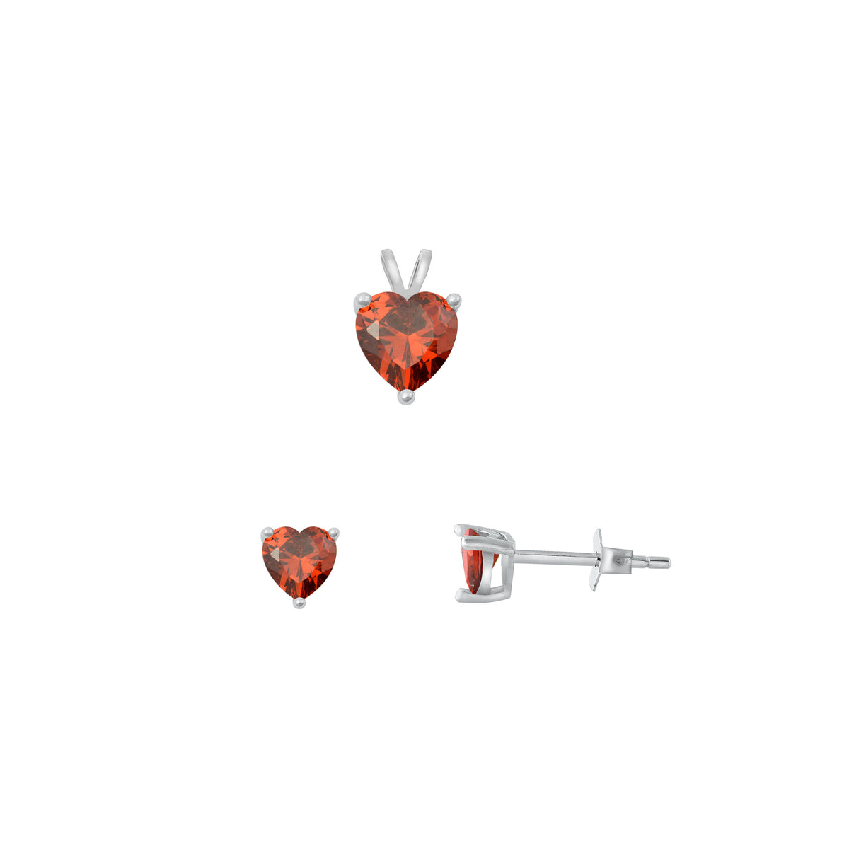 Silver Heart Stone Set - 6mm/4mm