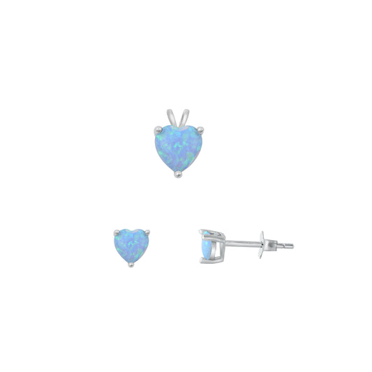Silver Heart Stone Set - 6mm/4mm