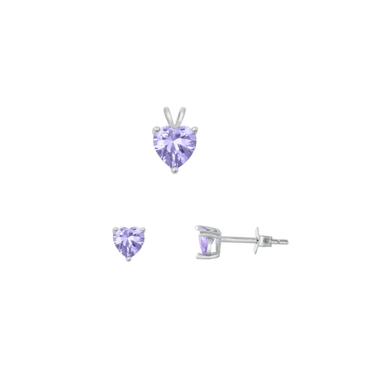 Silver Heart Stone Set - 6mm/4mm