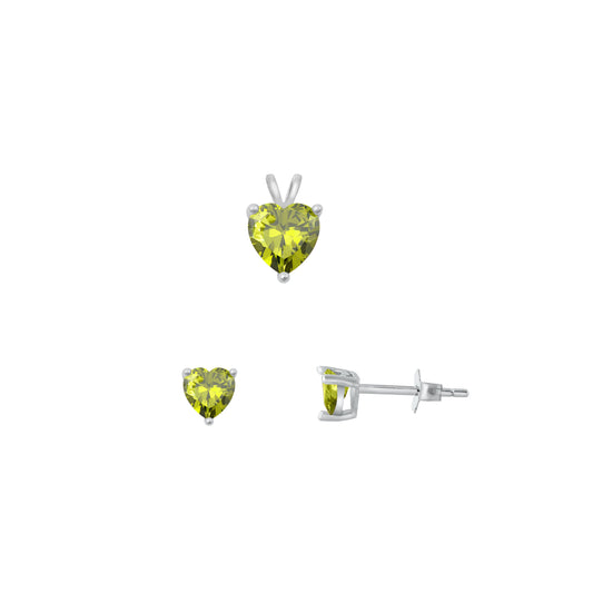 Silver Heart Stone Set - 6mm/4mm