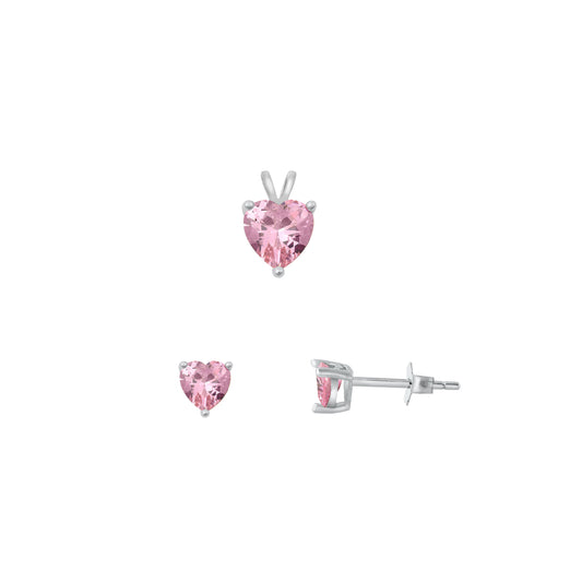 Silver Heart Stone Set - 6mm/4mm