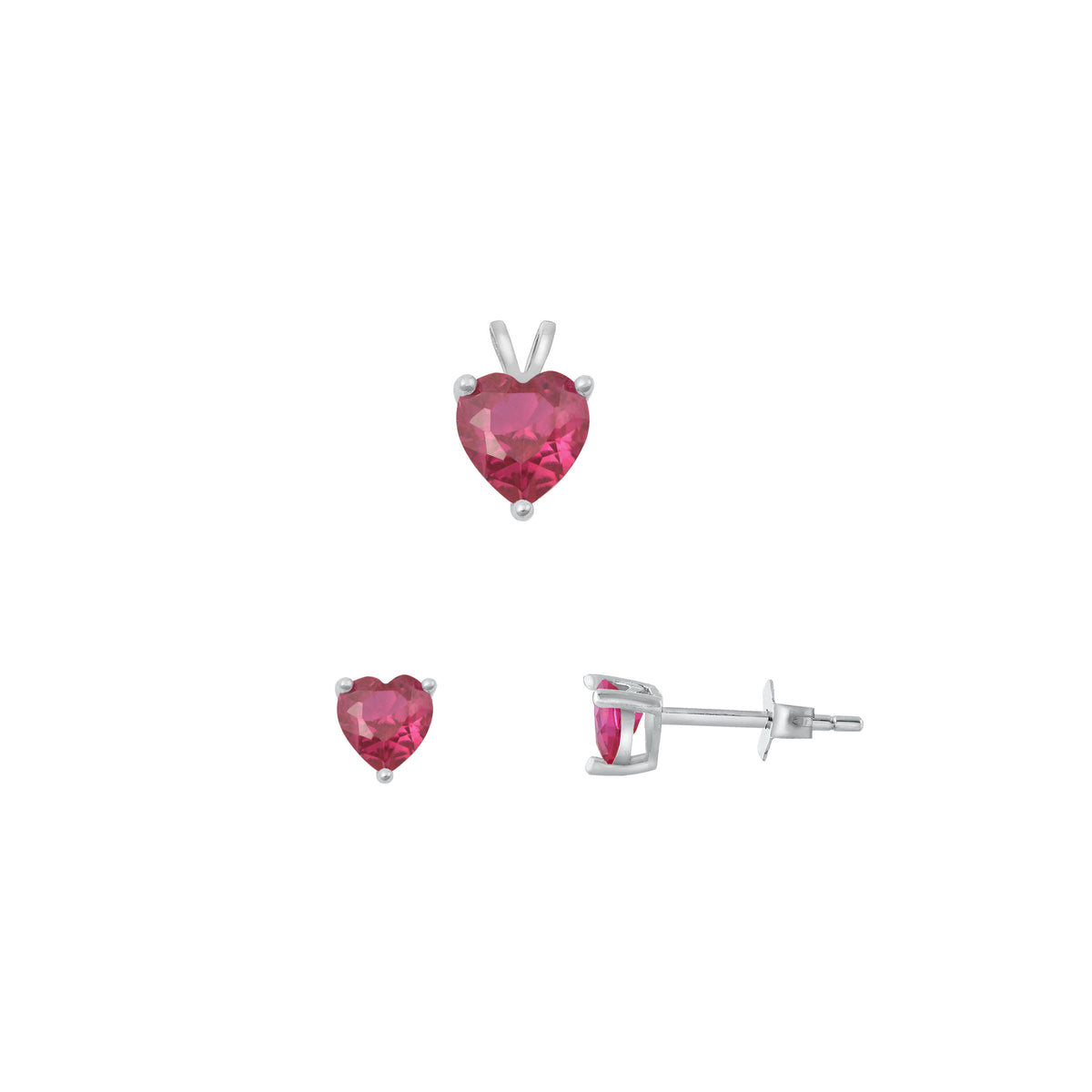 Silver Heart Stone Set - 6mm/4mm