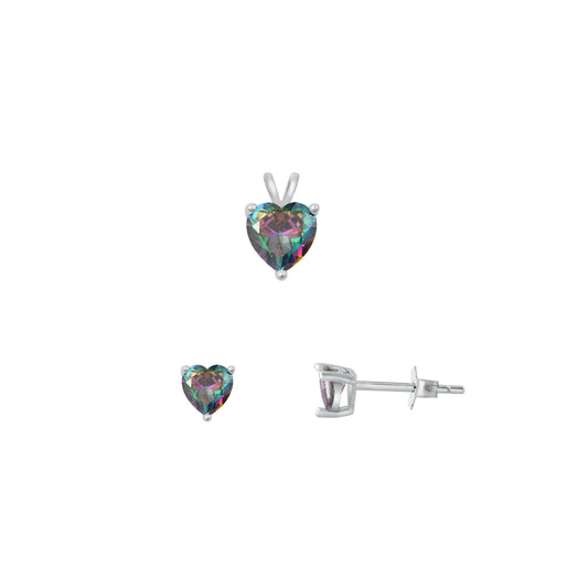 Silver Heart Stone Set - 6mm/4mm