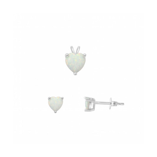 Silver Heart Stone Set - 6mm/4mm
