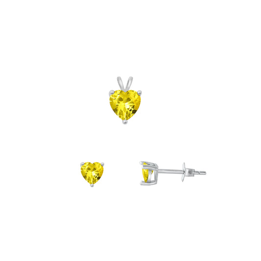 Silver Heart Stone Set - 6mm/4mm