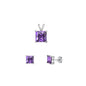 Silver Square Stone Set - 6mm/4mm