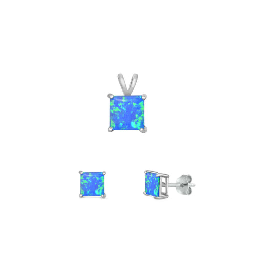Silver Square Stone Set - 6mm/4mm