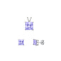 Silver Square Stone Set - 6mm/4mm