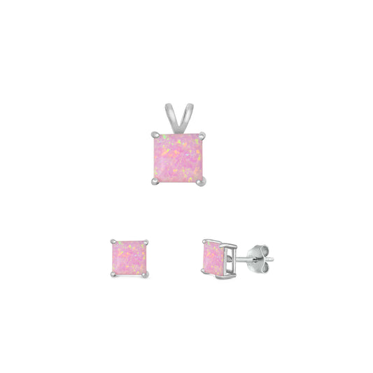 Silver Square Stone Set - 6mm/4mm