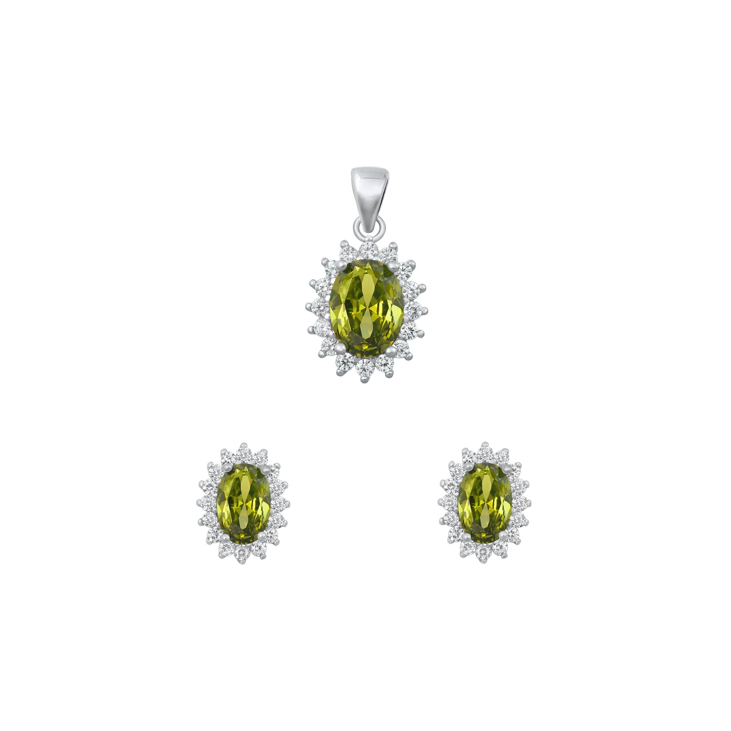Silver CZ Set - Peridot CZ