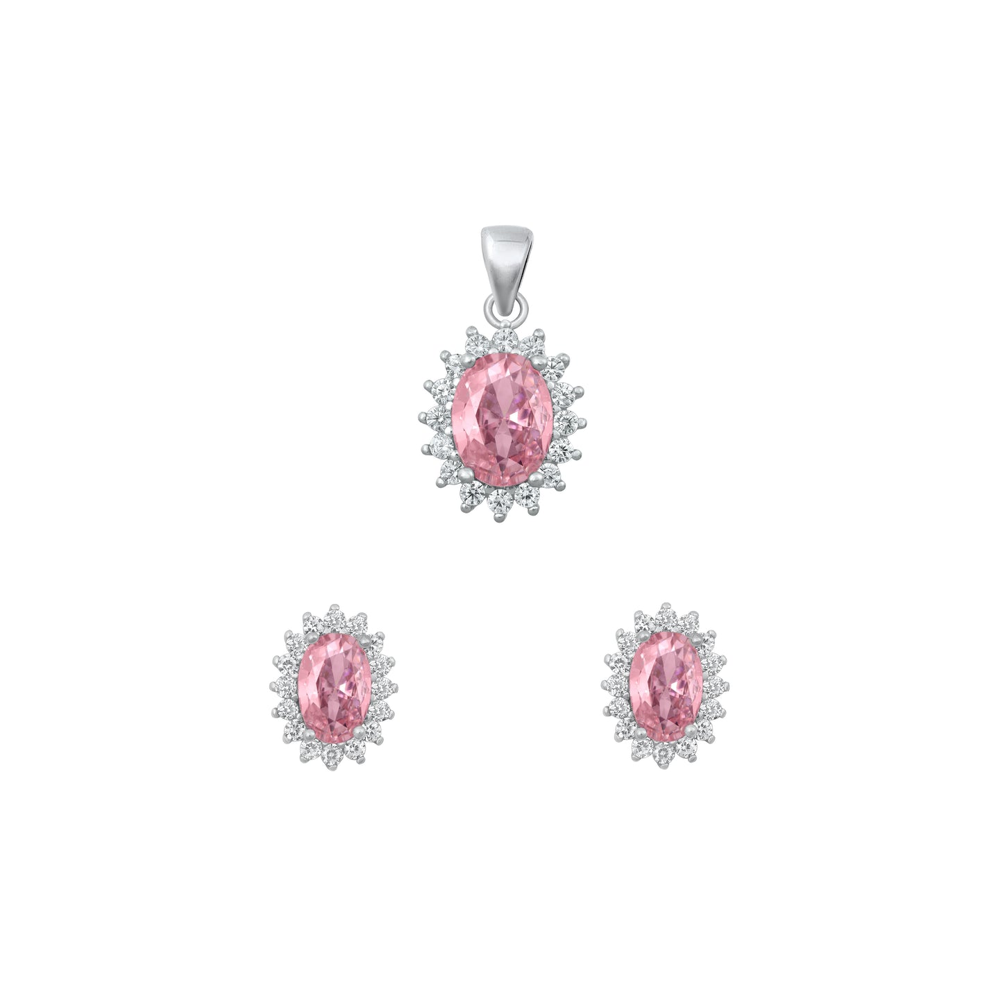 Silver CZ Set - Pink CZ