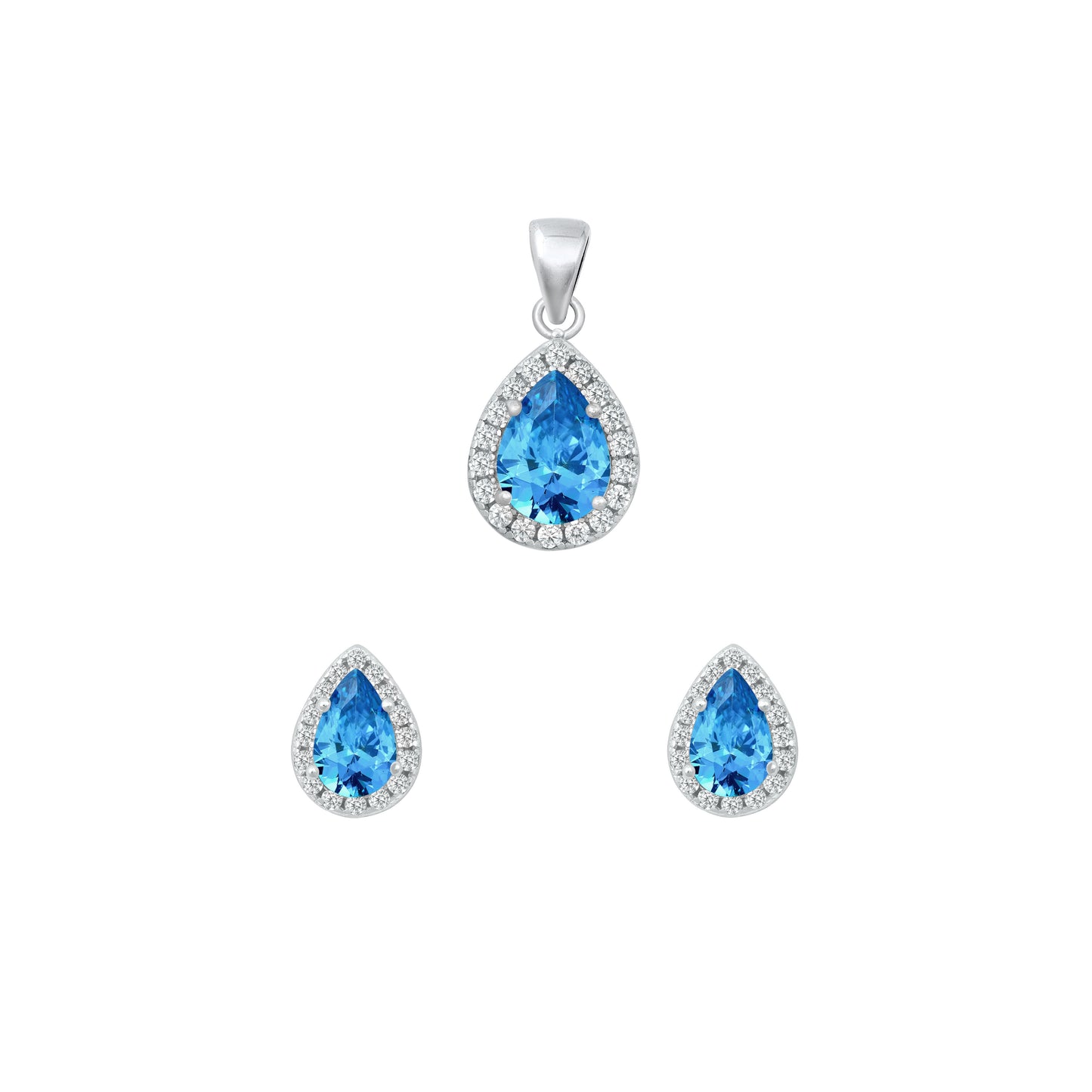 Silver CZ Set - Blue Topaz CZ