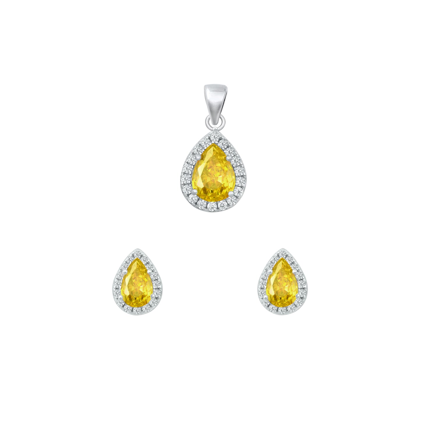 Silver CZ Set - Yellow CZ