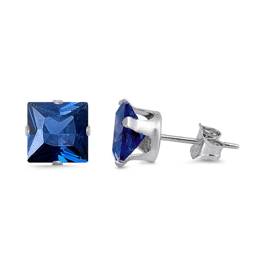 3 x 3 mm Square Color CZ Earrings