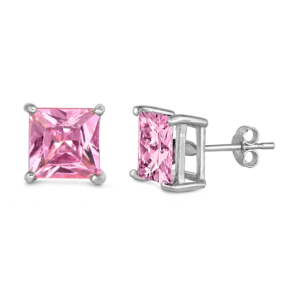 Square Color CZ Earrings - 3mm