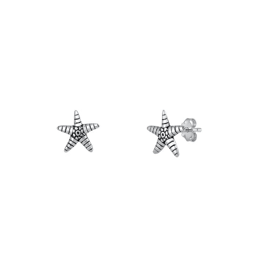 Silver Stud Earrings - Starfish