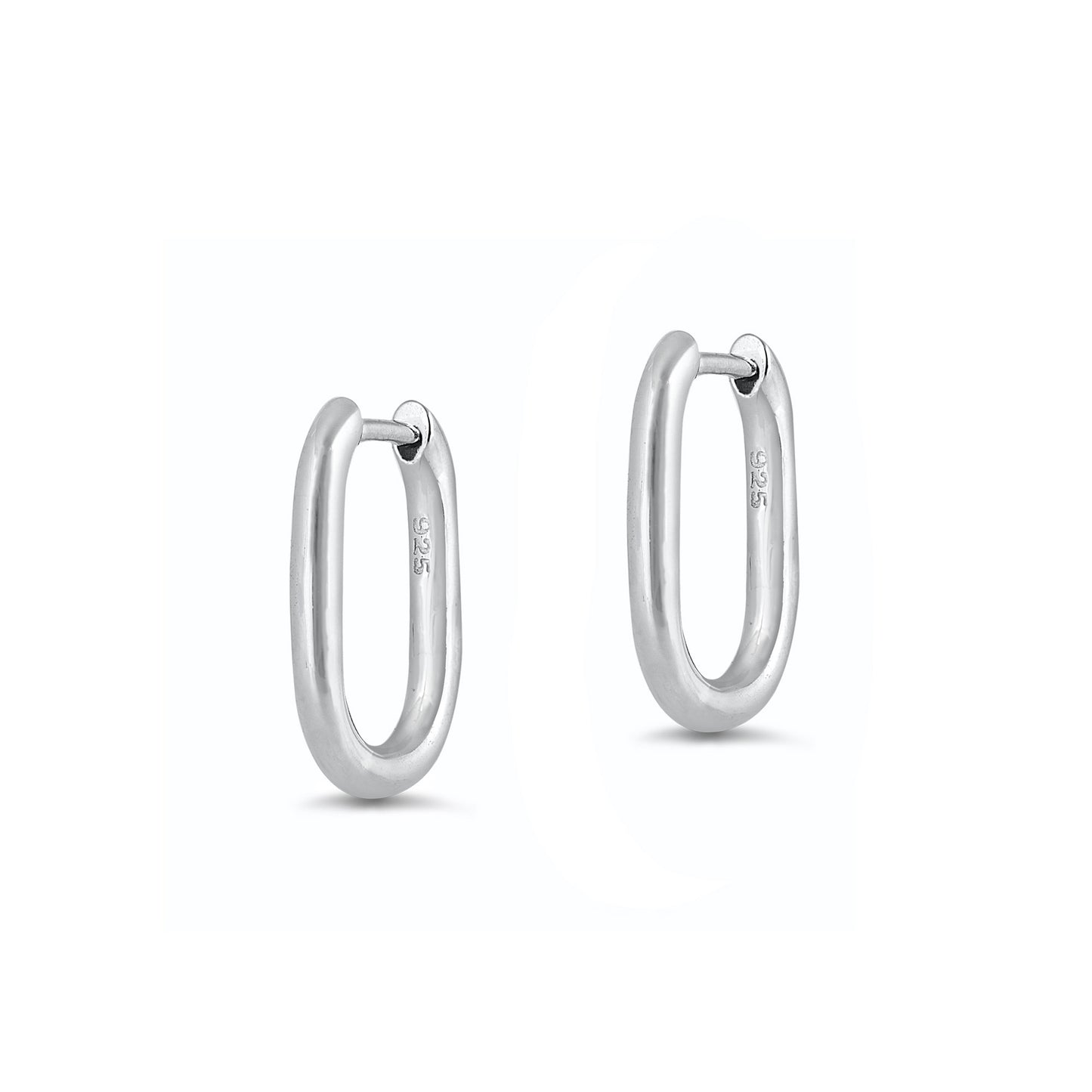 Silver Rectangular Hoops