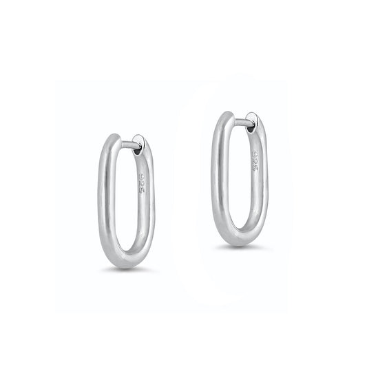 Silver Rectangular Hoops